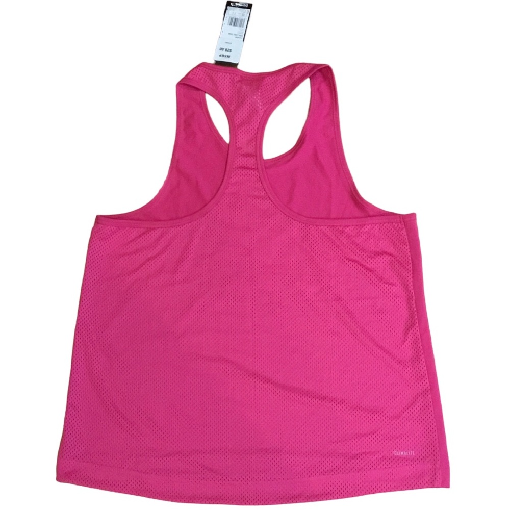 NWT Adidas Racerback Tank Front Logo Mesh Back Hot Pink Women’s Medium - Picture 2 of 10